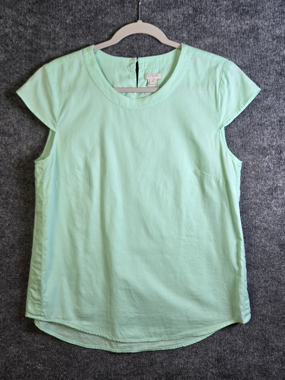 J Crew Top Womens M Light Green Cotton Cap Sleeve Popover Side Panels